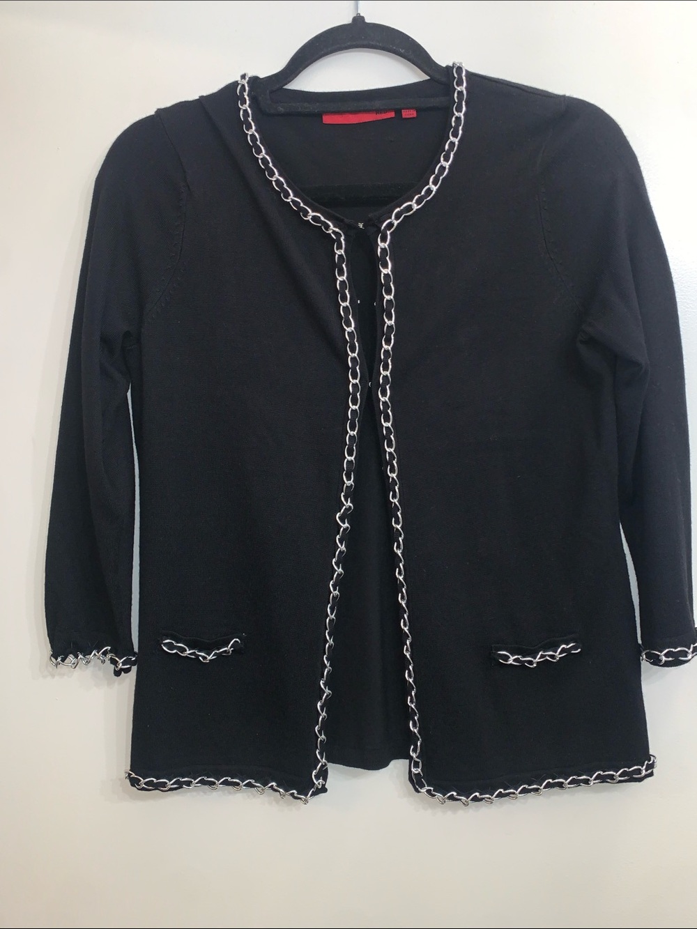 Goth Black Women's Chain-Trim Cardigan